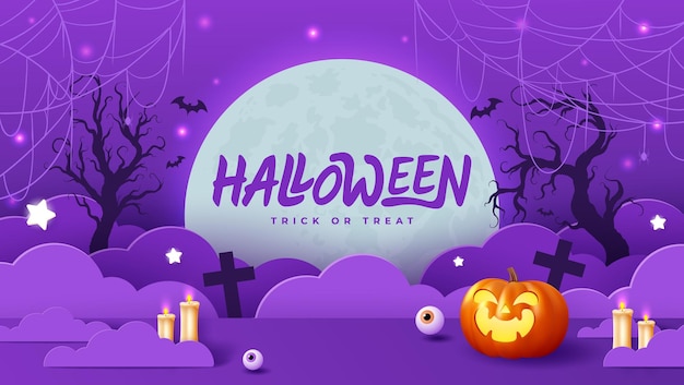 Plantilla de estandarte de Halloween de fondo oscuro en elementos espeluznantes