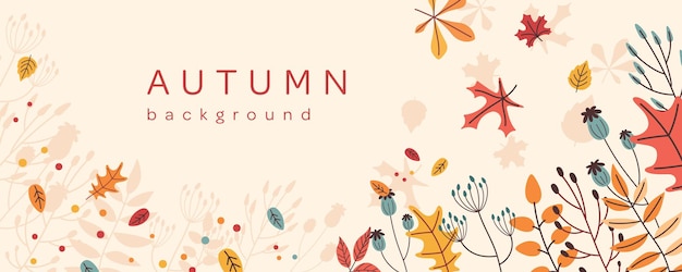 plantilla de estandarte de otoño en diseño de moda Ilustración vectorial plana con hermosas plantas de hojas