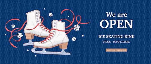 Vector plantilla de estandarte de zapatos de patinaje sobre hielo vectorial