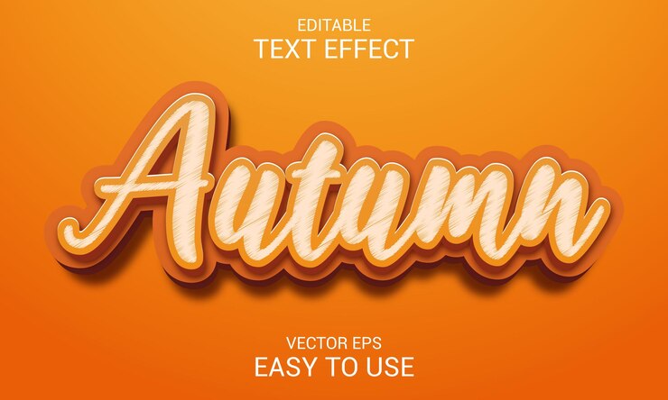 Vector plantilla de estilo de efecto de texto 3d editable de otoño