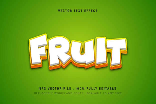 Plantilla de estilo de efecto de texto 3d de frutas - efecto de texto editable.