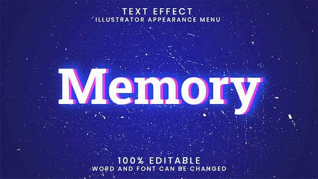 Plantilla de estilo de efecto de texto brillante editable en memoria