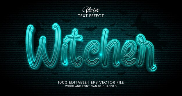 Vector plantilla de estilo de efecto de texto editable de terror de texto de witcher