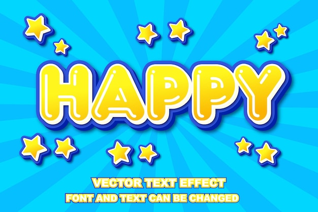 Plantilla de estilo de fuente de efecto de texto editable 3d colorido feliz