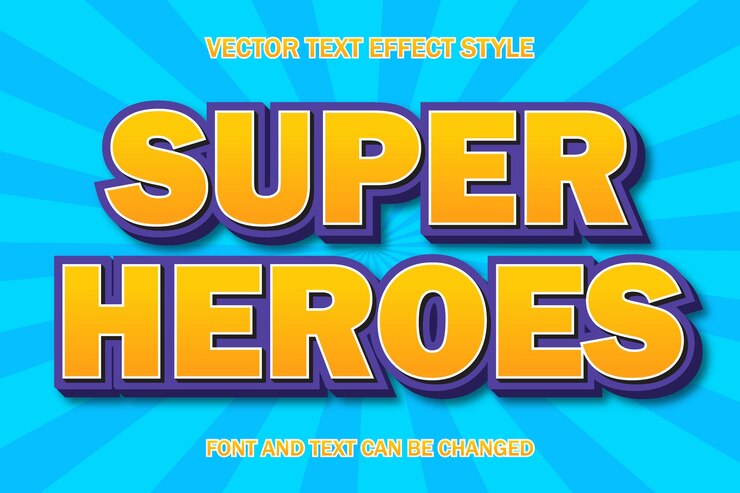 Vector plantilla de estilo de fuente de efecto de texto editable 3d de estilo cómico de superhéroes