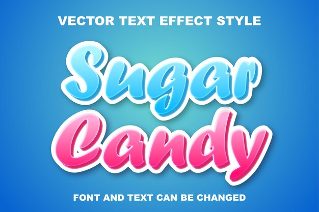 Vector plantilla de estilo de fuente de efecto de texto editable 3d kawaii lindo caramelo de azúcar