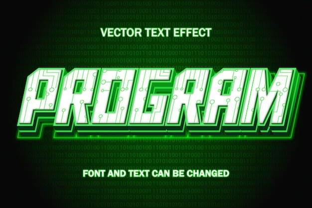 Plantilla de estilo de fuente de efecto de texto editable 3d de tecnología informática de datos de programa