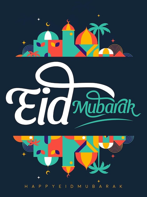 Plantilla de estilo geométrico de eid mubarak para diseño de publicación de carrete de historia de feed de redes sociales