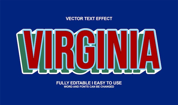 plantilla de estilo gráfico de efecto de texto editable en 3D de Virginia