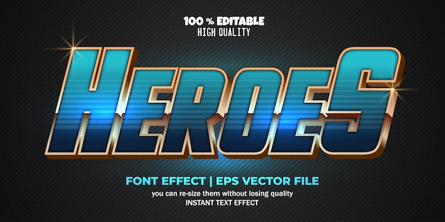 Plantilla de estilo de texto de efecto de texto editable de héroes