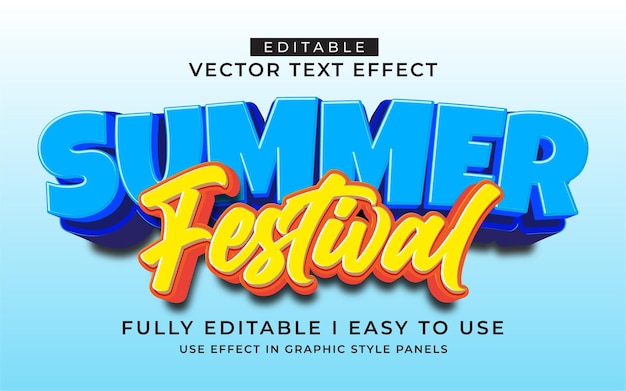 plantilla de estilo de tipografía de efecto de texto de verano editable en 3D