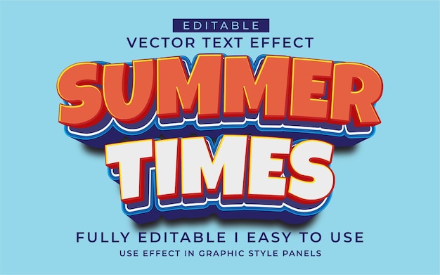 plantilla de estilo de tipografía de efecto de texto de verano editable en 3D