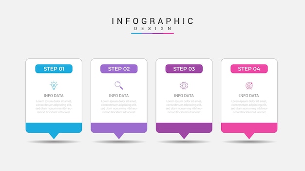 plantilla de etapa de infografía de 4 puntos con estilo de línea de tiempo con punto punto paso para presentación de diapositivas