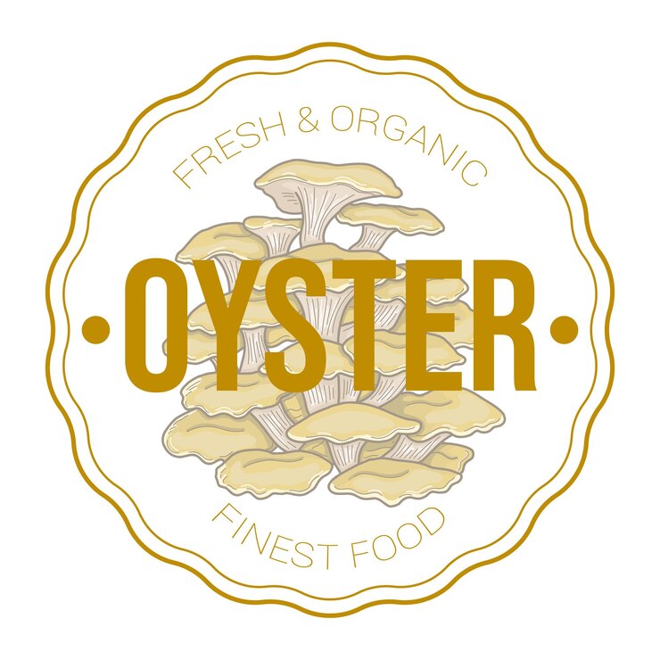Vector plantilla de etiqueta adhesiva con el logotipo de la insignia golden oyster mushroom