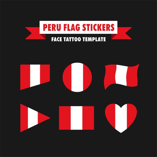 Plantilla de etiqueta de bandera peruana