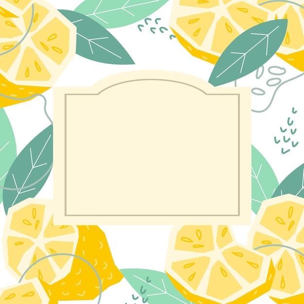 Plantilla de etiqueta de comida y bebida de limón ilustración vectorial dibujada a mano Diseño de impresión para etiqueta de cosméticos y té de comida de fruta de limón