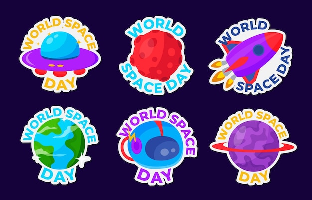 Plantilla de etiqueta del día mundial del espacio