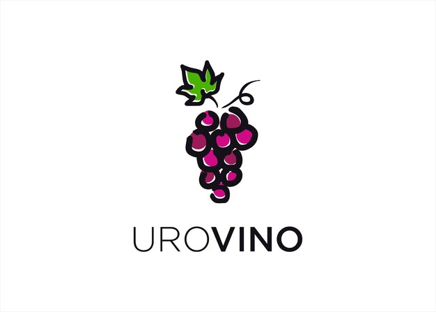 plantilla de etiqueta de diseño de logotipo de hoja de vino de fruta de uva abstracta