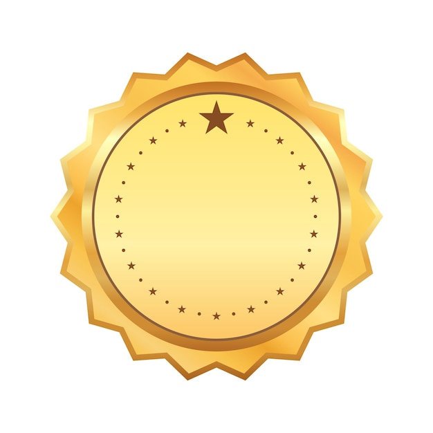 Plantilla de etiqueta dorada en blanco aislada sobre fondo blanco. Icono de borde decorativo para marco. Sello de oro. Mejor opción, precio. Ilustración vectorial.