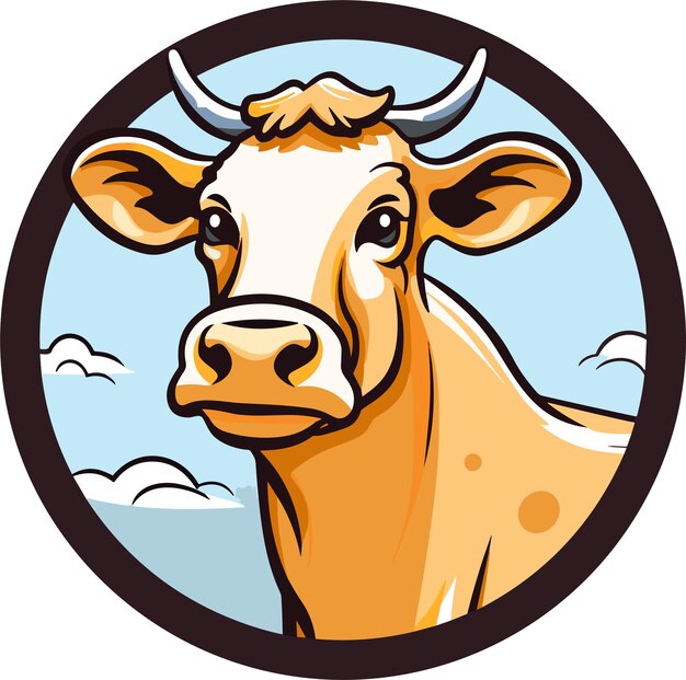 Plantilla de etiqueta de icono de logotipo simple de emblema de cabeza de vaca Ilustración vectorial