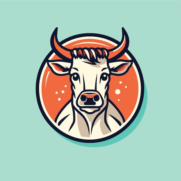 Plantilla de etiqueta de icono de logotipo simple de emblema de vaca Ilustración vectorial