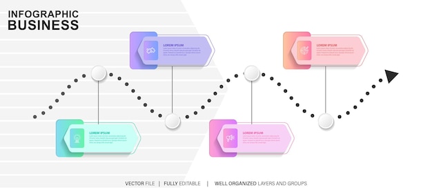 plantilla de etiqueta de infografía vectorial con iconos 4 opciones o pasos Infografías para el concepto de negocio
