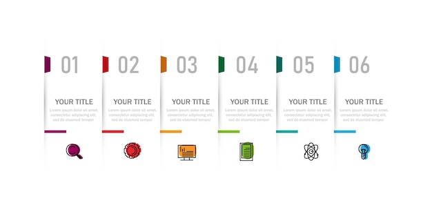 Plantilla de etiqueta infográfica con iconos. puede usarse para gráficos de información, diagramas de flujo, presentaciones