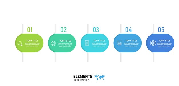 plantilla de etiqueta infográfica con iconos. Puede usarse para gráficos de información, diagramas de flujo, presentaciones