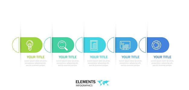 plantilla de etiqueta infográfica con iconos. Puede usarse para gráficos de información, diagramas de flujo, presentaciones