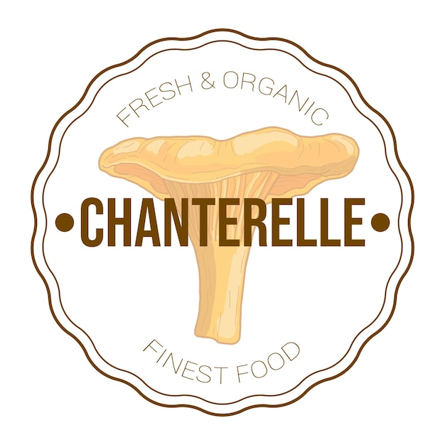 Plantilla de etiqueta de logotipo de insignia de chanterelle mushroom