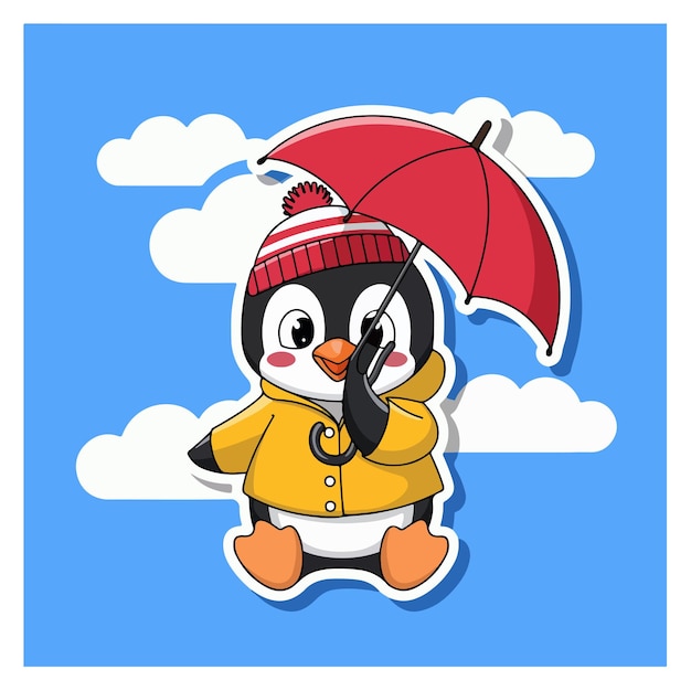 Una plantilla de etiqueta de personaje de dibujos animados de pingüinos