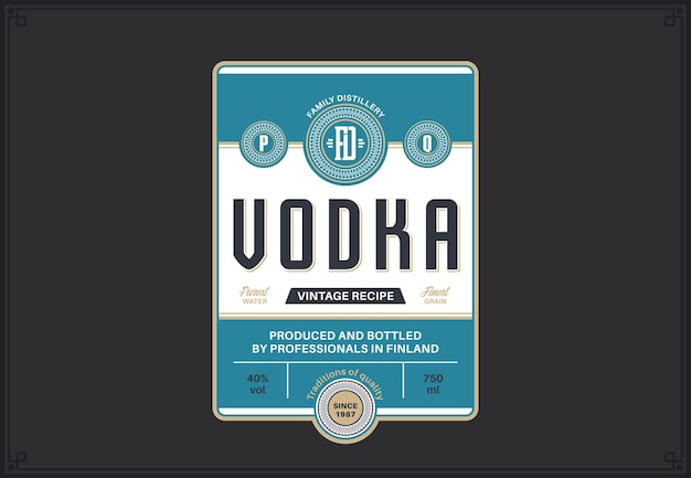 Plantilla de etiqueta de vodka vectorial