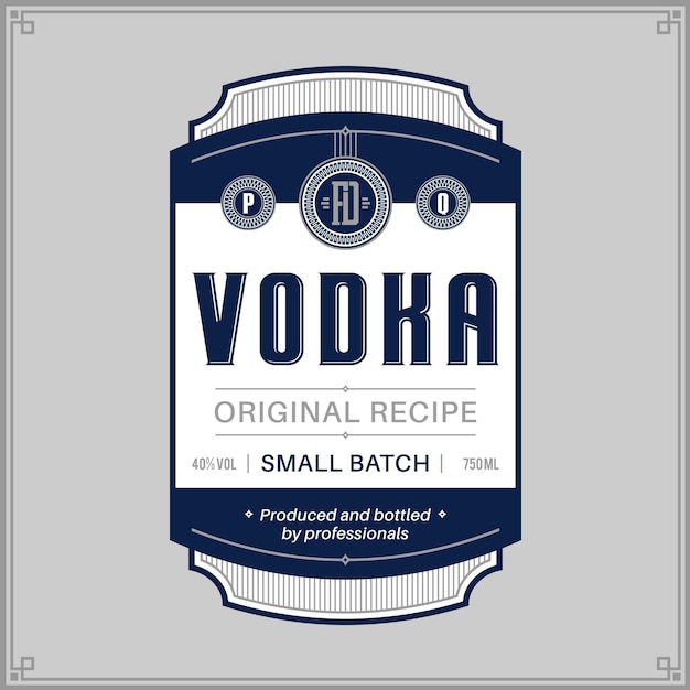 plantilla de etiqueta de vodka vectorial