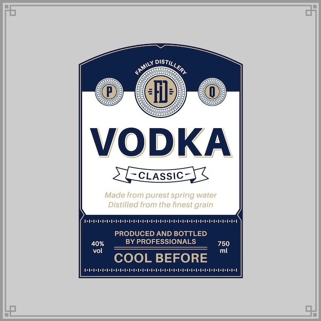 Vector plantilla de etiqueta de vodka vectorial