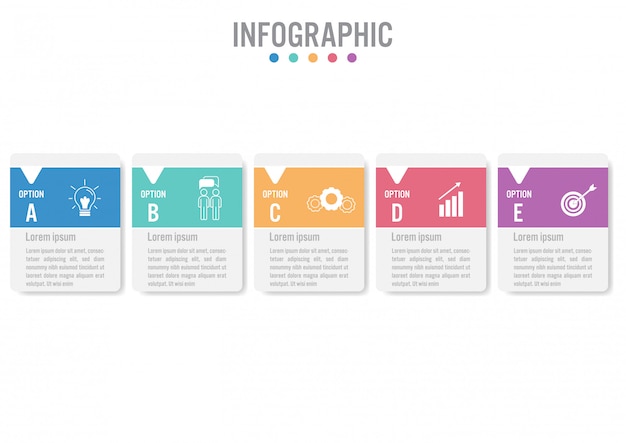 Plantilla de etiquetas de negocios infografía con opciones.