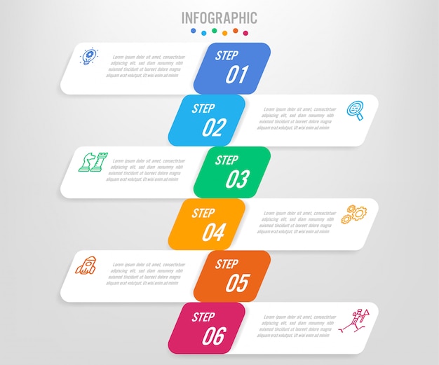 Plantilla de etiquetas de negocios infografía con opciones.