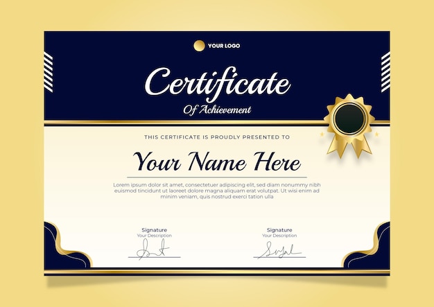 plantilla exclusiva de certificado de logro con diseño