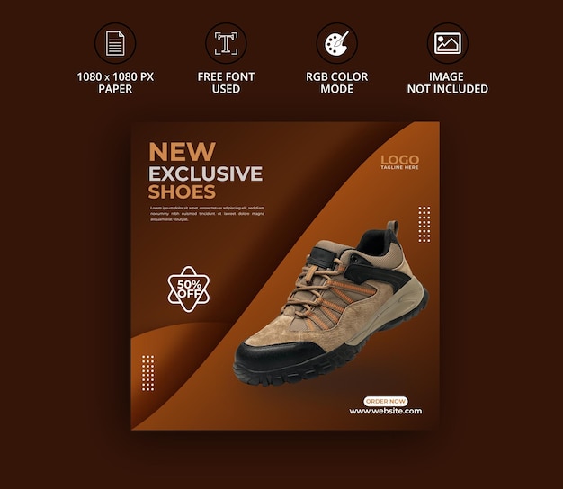 Vector plantilla exclusiva de publicación de redes sociales de anuncios de banner de instagram de colección de zapatos