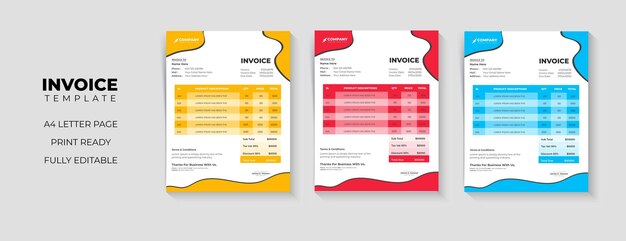 Vector plantilla de factura de diseño plano