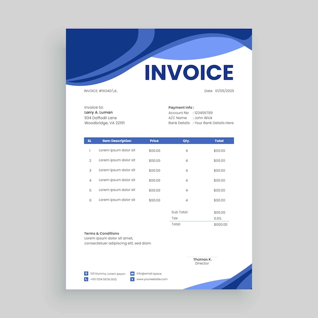 Vector plantilla de factura gratuita diseño vectorial para su negocio