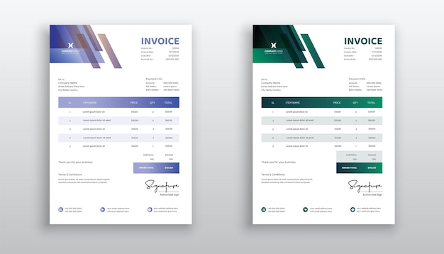 Plantilla de factura moderna y creativa para su negocio