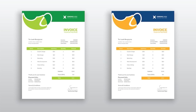 Plantilla de factura moderna y creativa para su negocio