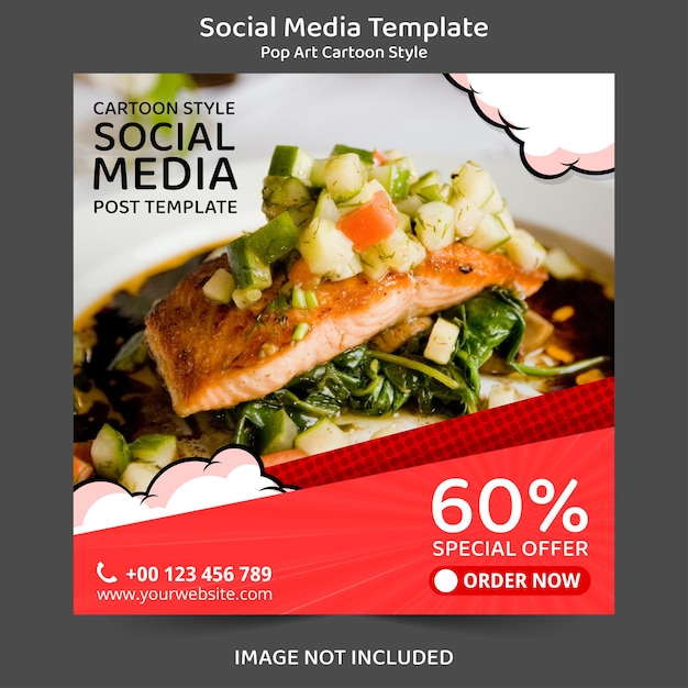 Plantilla de feed de redes sociales de menú de comida y restaurante