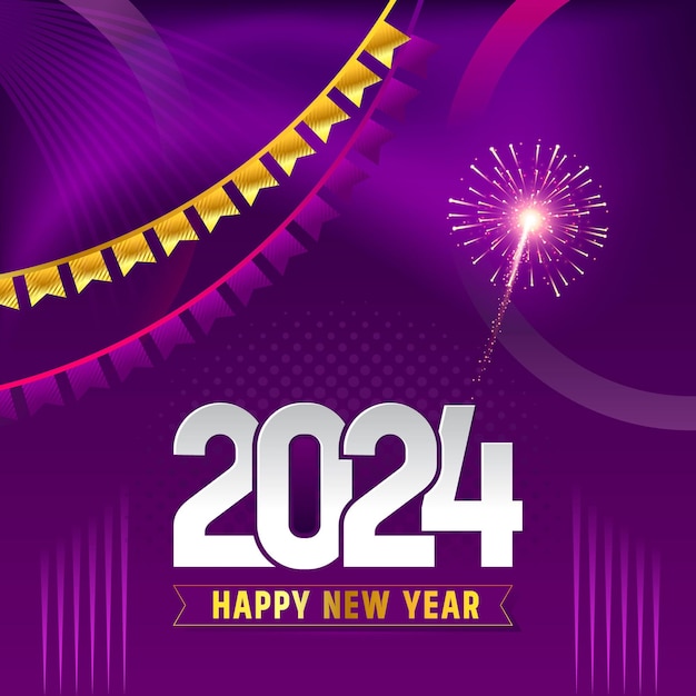 Plantilla de feliz año nuevo 2024