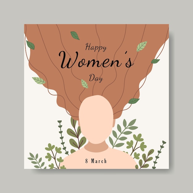 Plantilla de feliz día de la mujer con ilustración sin rostro