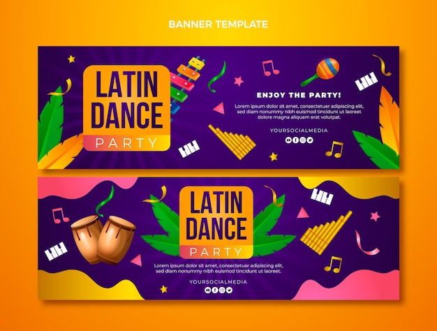 Vector plantilla de fiesta de baile latino degradado