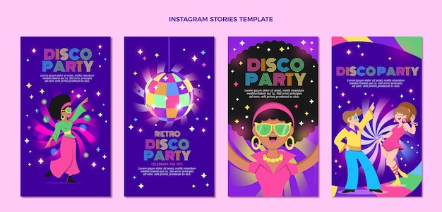 Vector plantilla de fiesta disco de diseño plano dibujado a mano