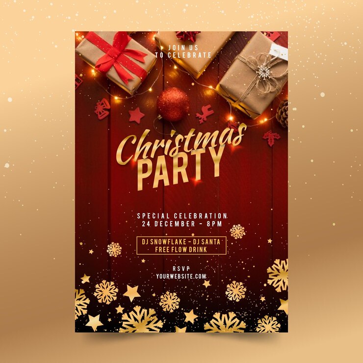 Vector plantilla de fiesta de navidad plana