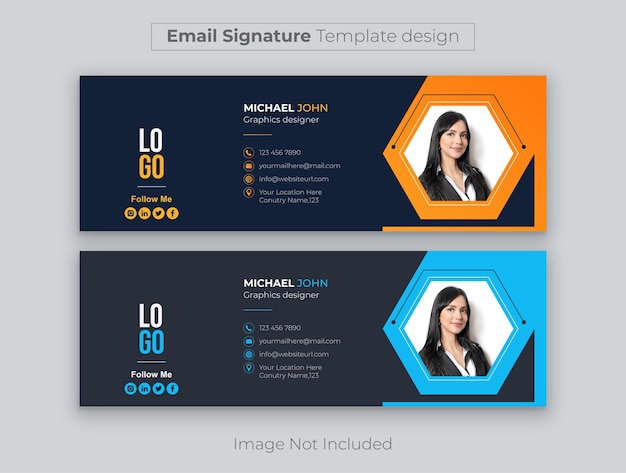 Plantilla de firma de correo electrónico corporativa moderna creativa Vector Premium