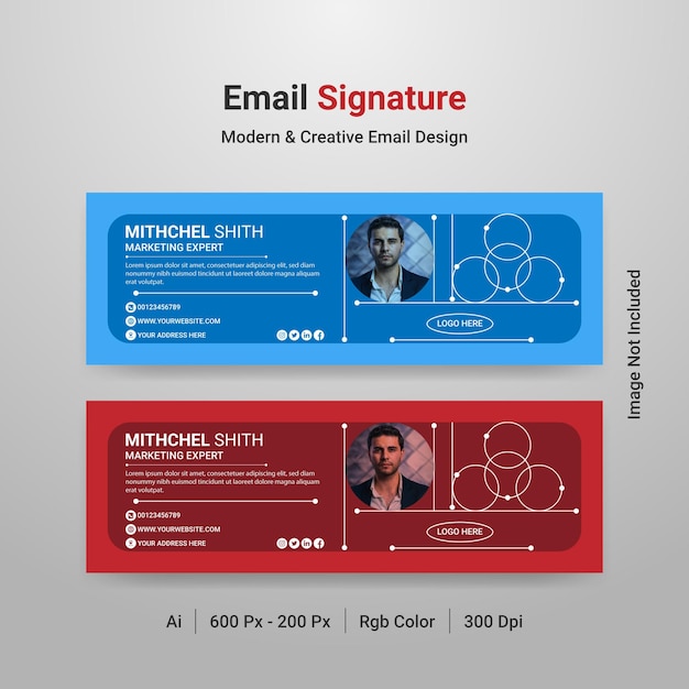 Vector plantilla de firma de correo electrónico corporativa moderna y pie de página de correo electrónico o diseño de portada de redes sociales personales